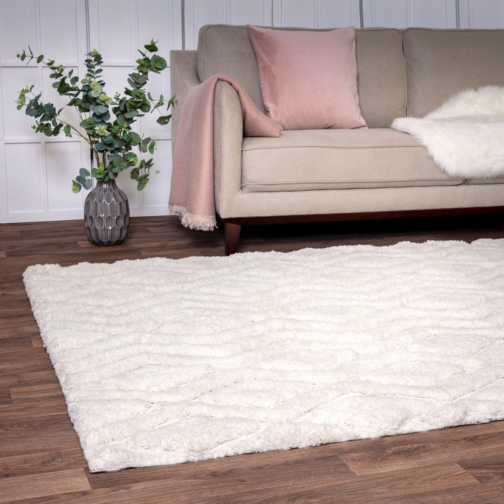 Harrison Soft Boho Shaggy Rugs in Off White